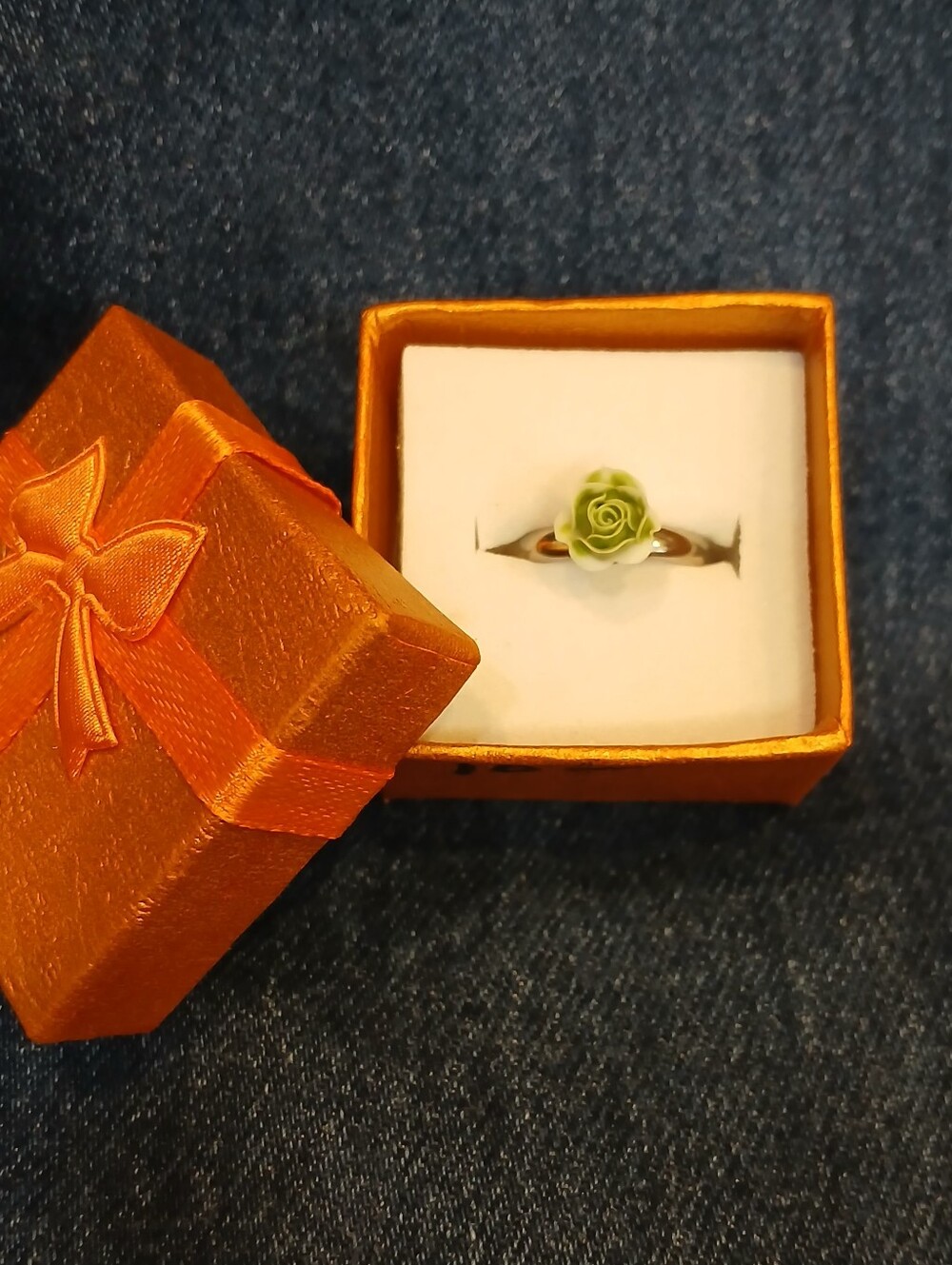 Green Rose Flower Adjustable Stainless Steal Ring